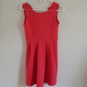 Coral Flowy Knee length dress